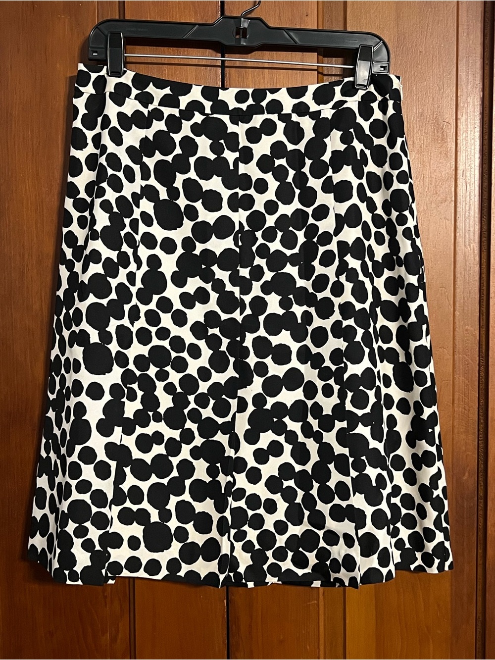 BANANA REPUBLIC Black White Polka Dot Silk Skirt Womens Sz6 Fully Lined Side Zip